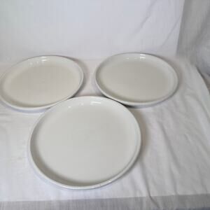 Crate & Barrel Culinary Arts Porcelain White Dinner Plate Set of 3 High Rim